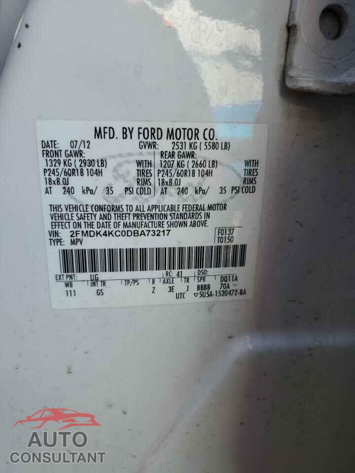 FORD EDGE 2013 - 2FMDK4KC0DBA73217