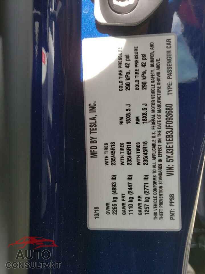 TESLA MODEL 3 2018 - 5YJ3E1EB3JF093680