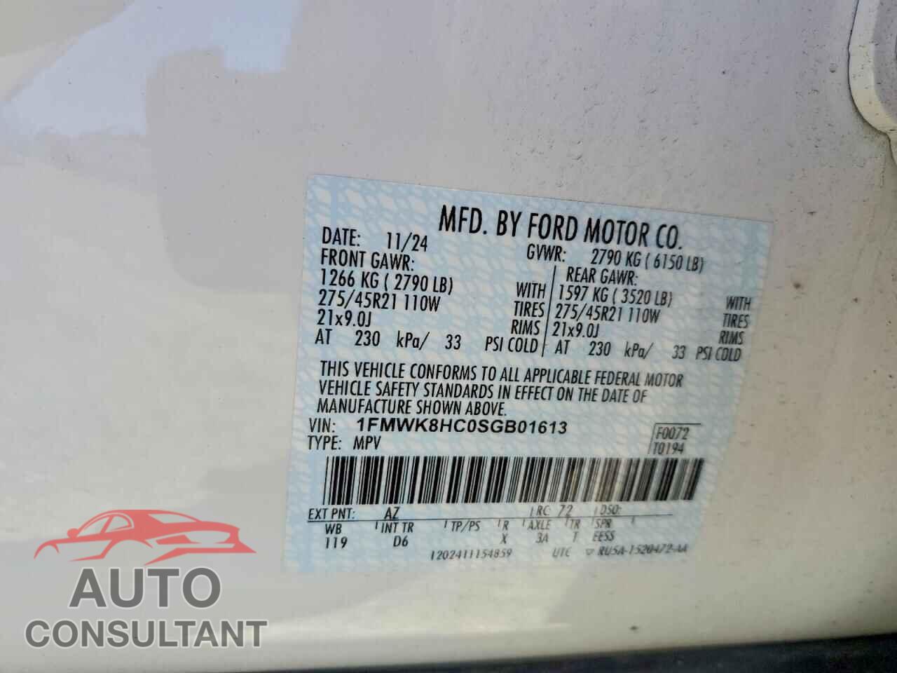 FORD EXPLORER 2025 - 1FMWK8HC0SGB01613