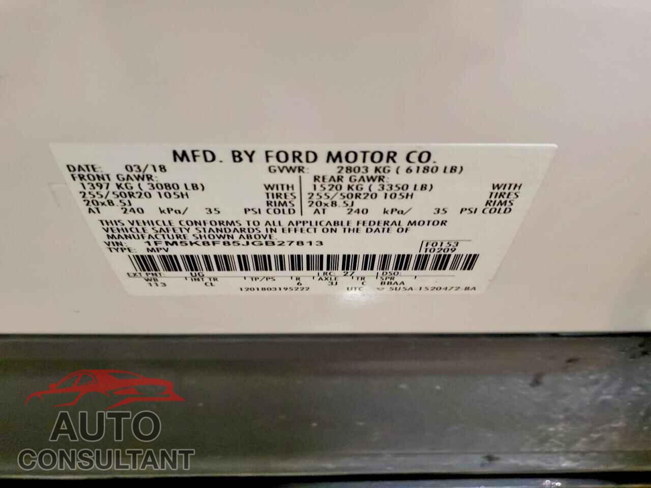 FORD EXPLORER 2018 - 1FM5K8F85JGB27813