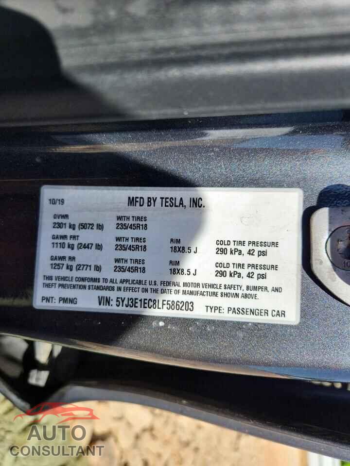 TESLA MODEL 3 2020 - 5YJ3E1EC8LF586203