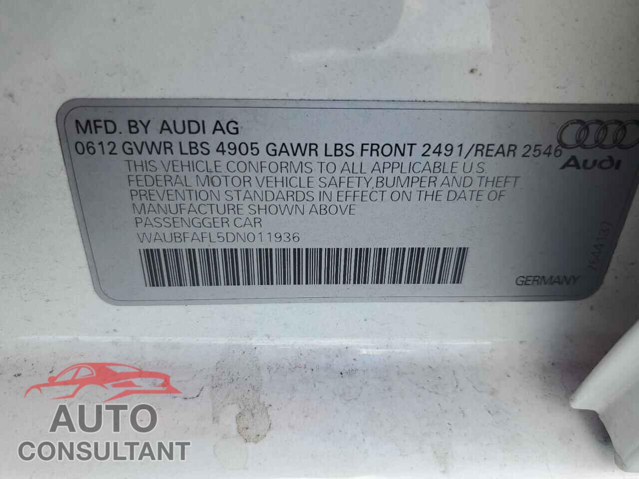 AUDI A4 2013 - WAUBFAFL5DN011936