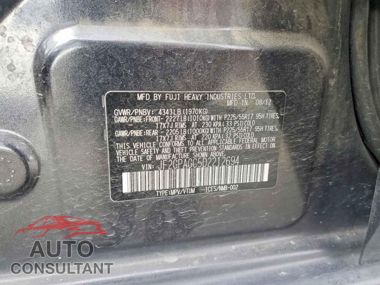SUBARU XV 2013 - JF2GPAGC5D2212694
