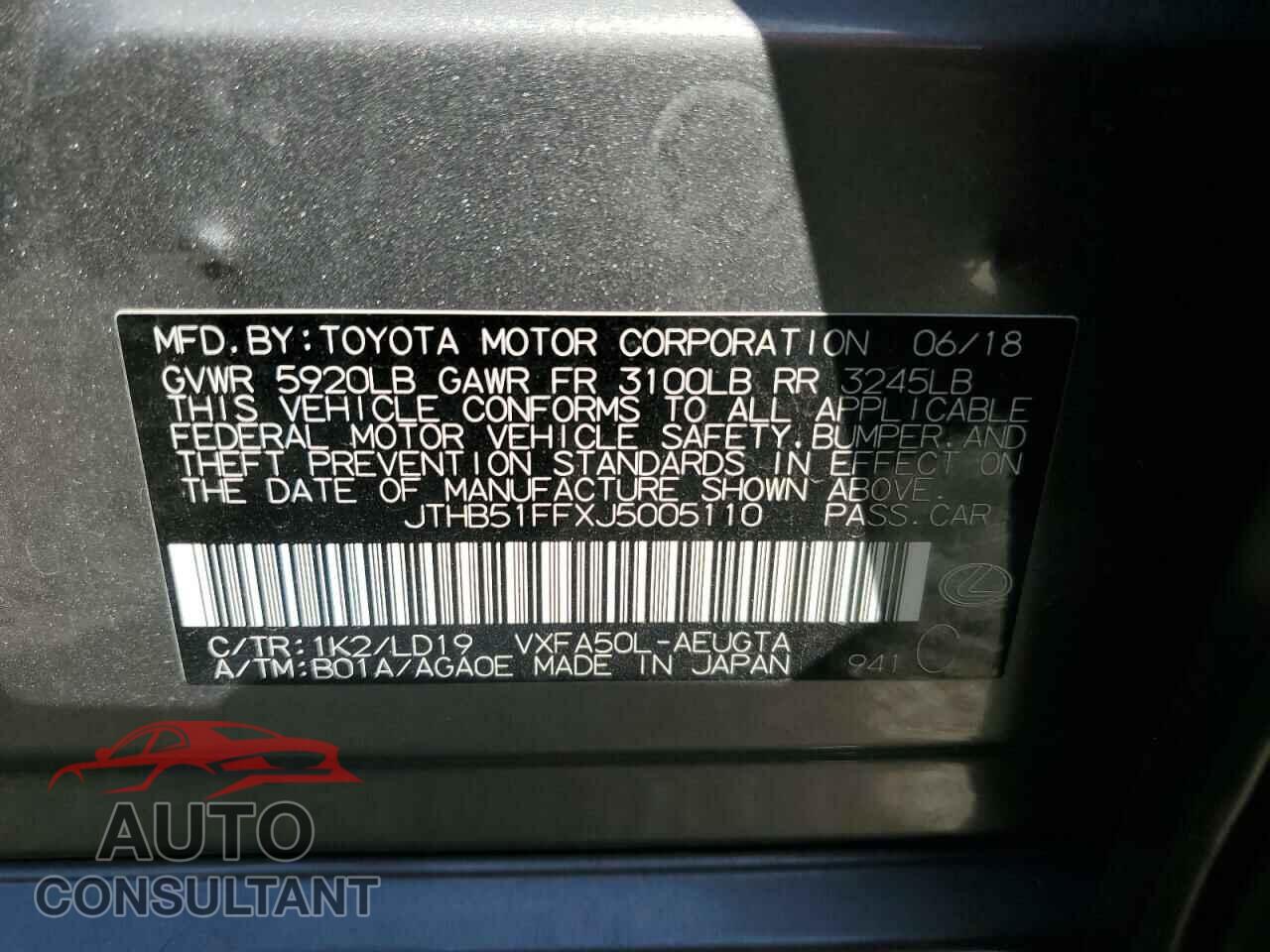LEXUS LS500 2018 - JTHB51FFXJ5005110