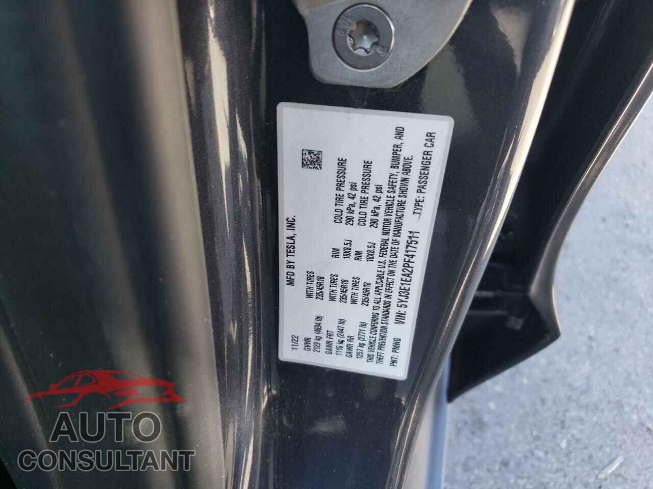 TESLA MODEL 3 2023 - 5YJ3E1EA2PF417511
