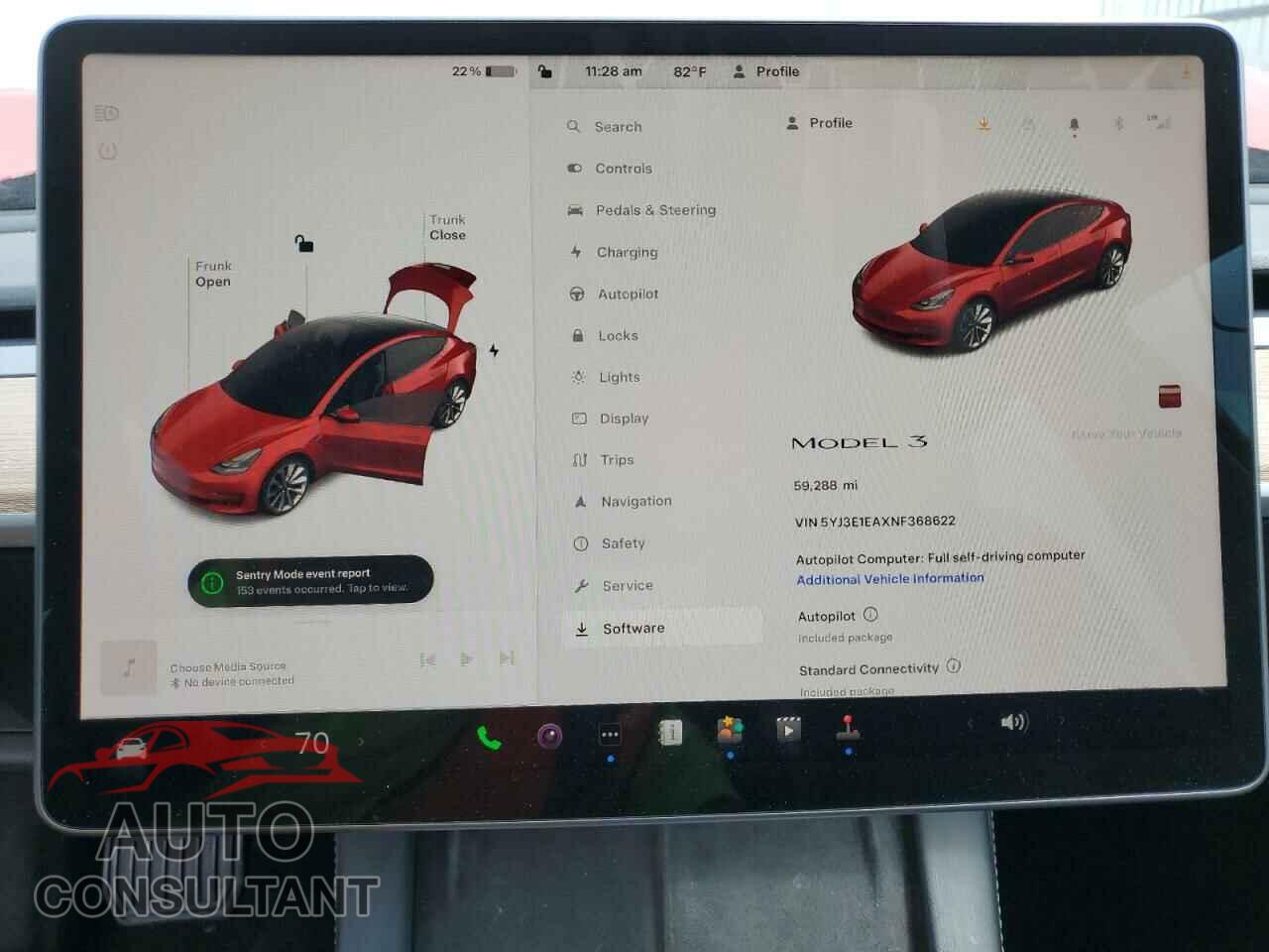 TESLA MODEL 3 2022 - 5YJ3E1EAXNF368622