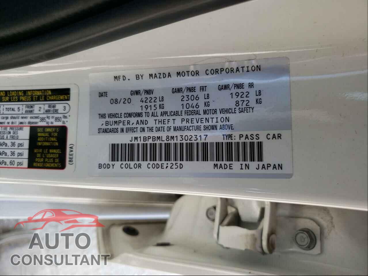 MAZDA 3 2021 - JM1BPBML8M1302317