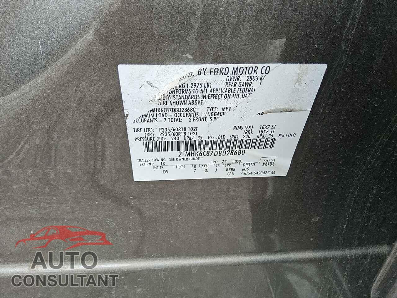 FORD FLEX 2013 - 2FMHK6C87DBD28680