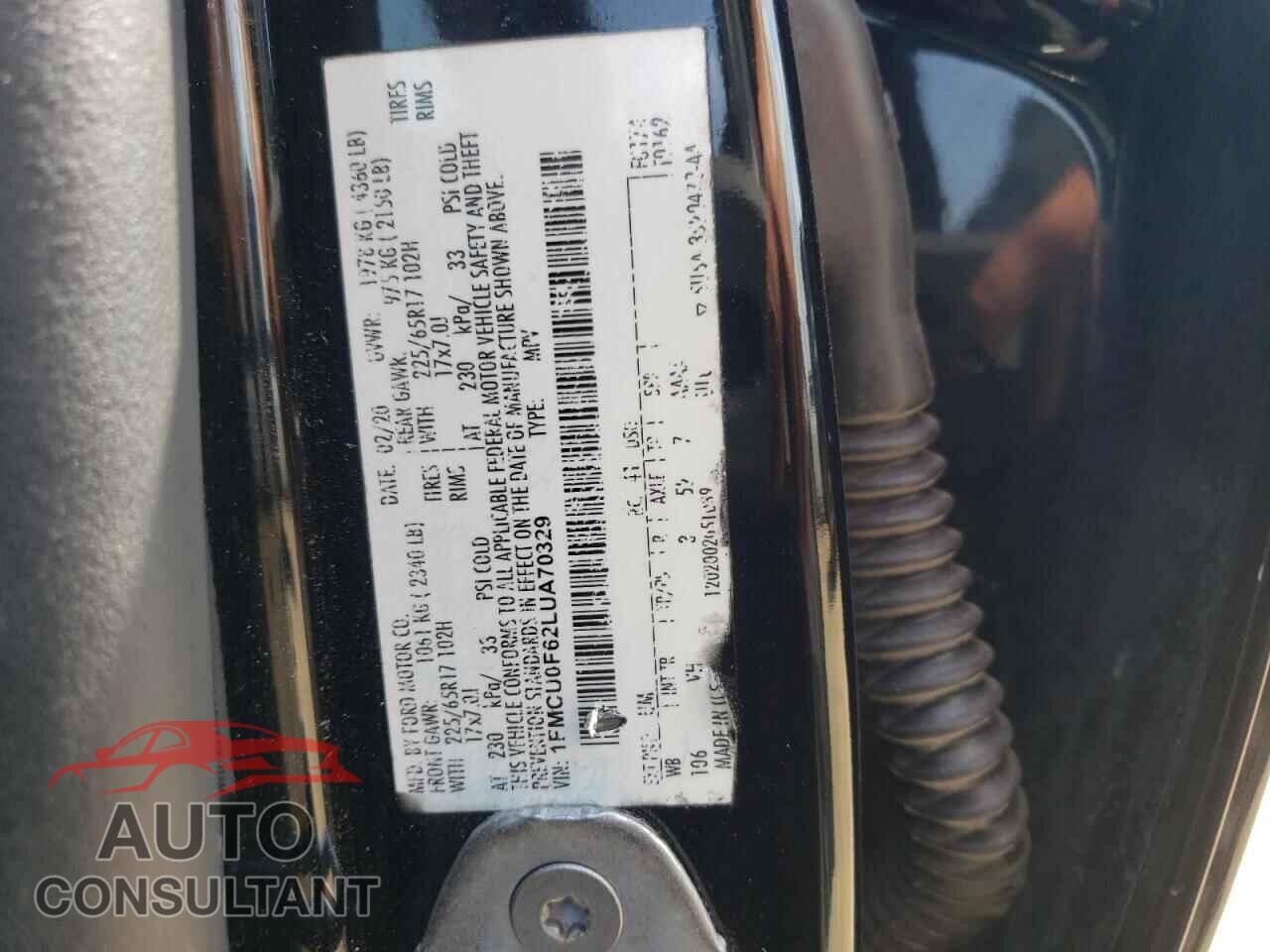 FORD ESCAPE 2020 - 1FMCU0F62LUA70329