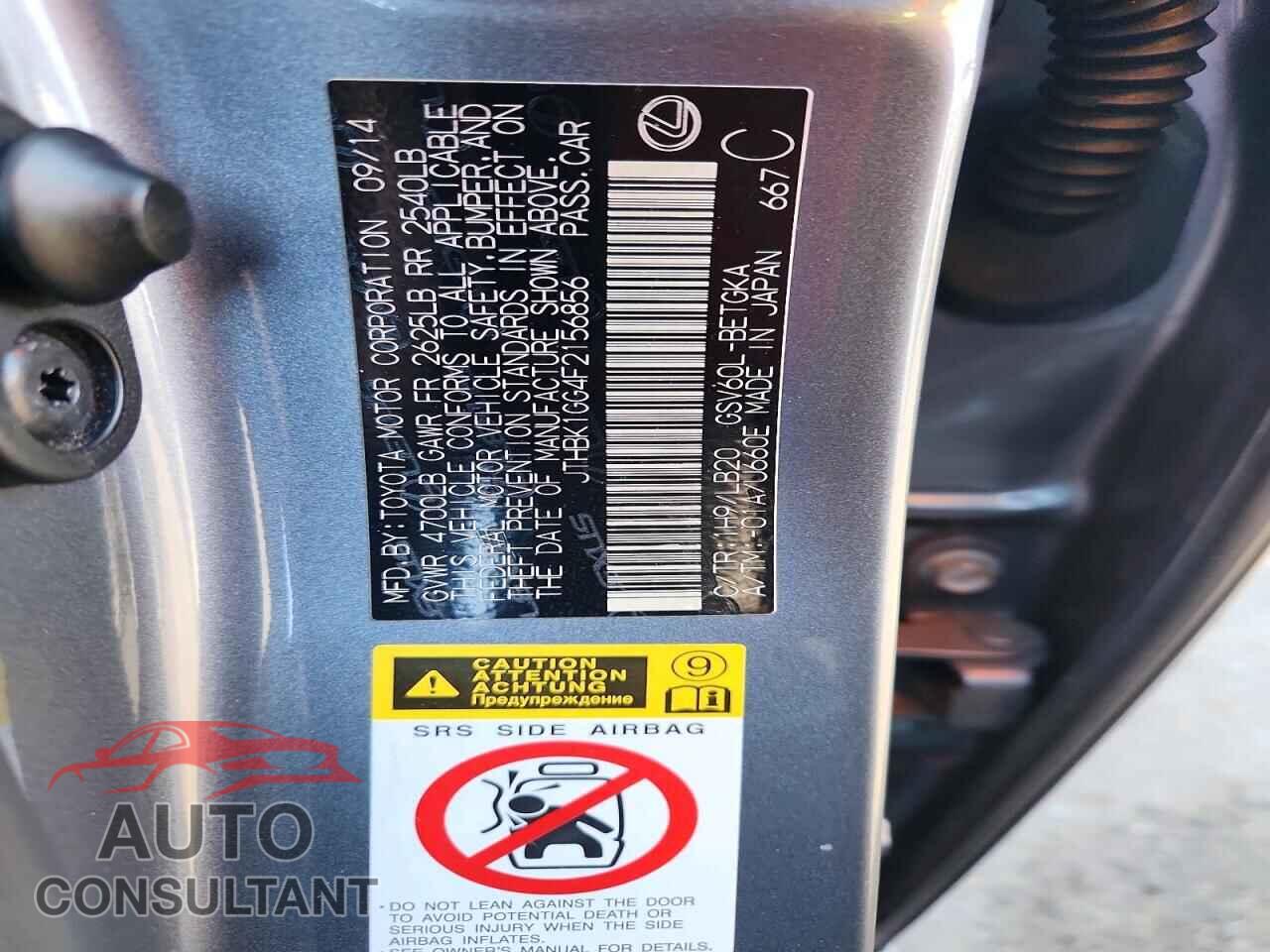 LEXUS ES350 2015 - JTHBK1GG4F2156856