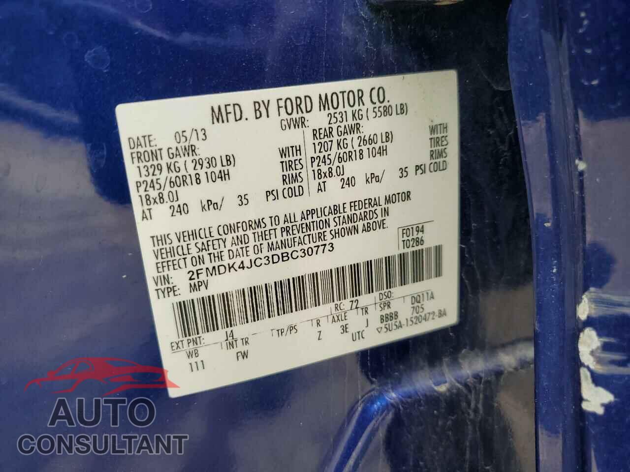 FORD EDGE 2013 - 2FMDK4JC3DBC30773