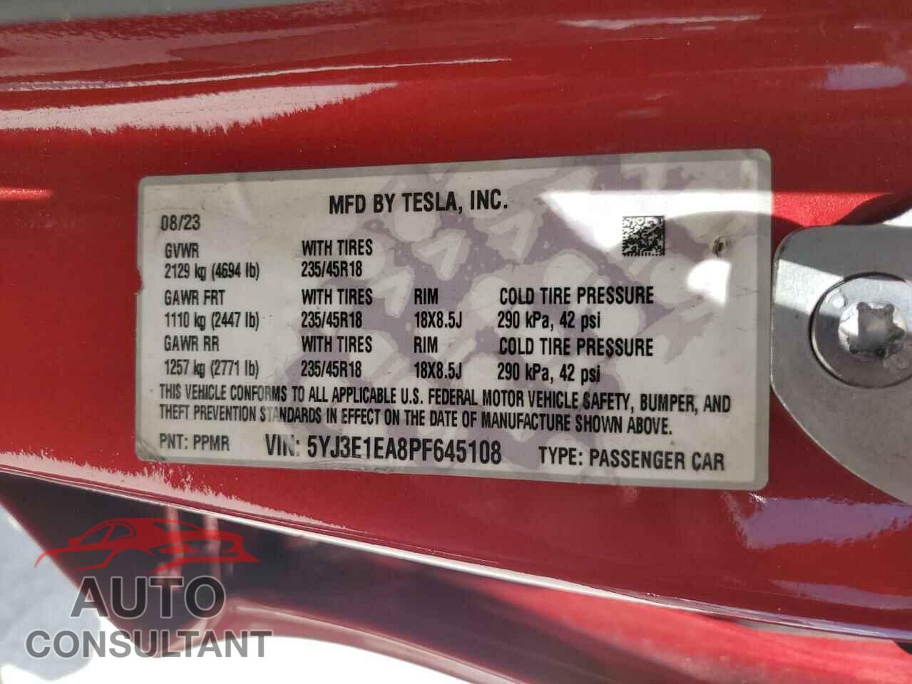 TESLA MODEL 3 2023 - 5YJ3E1EA8PF645108