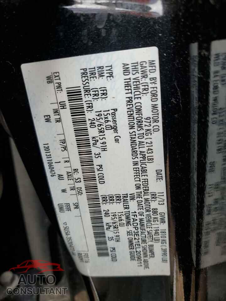 FORD FOCUS 2014 - 1FADP3E21EL209011