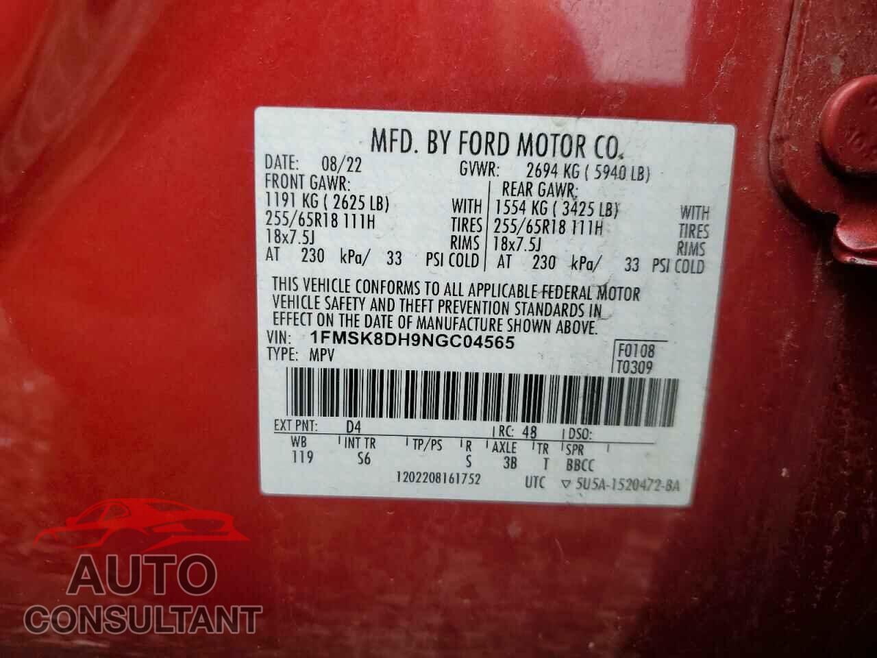 FORD EXPLORER 2022 - 1FMSK8DH9NGC04565