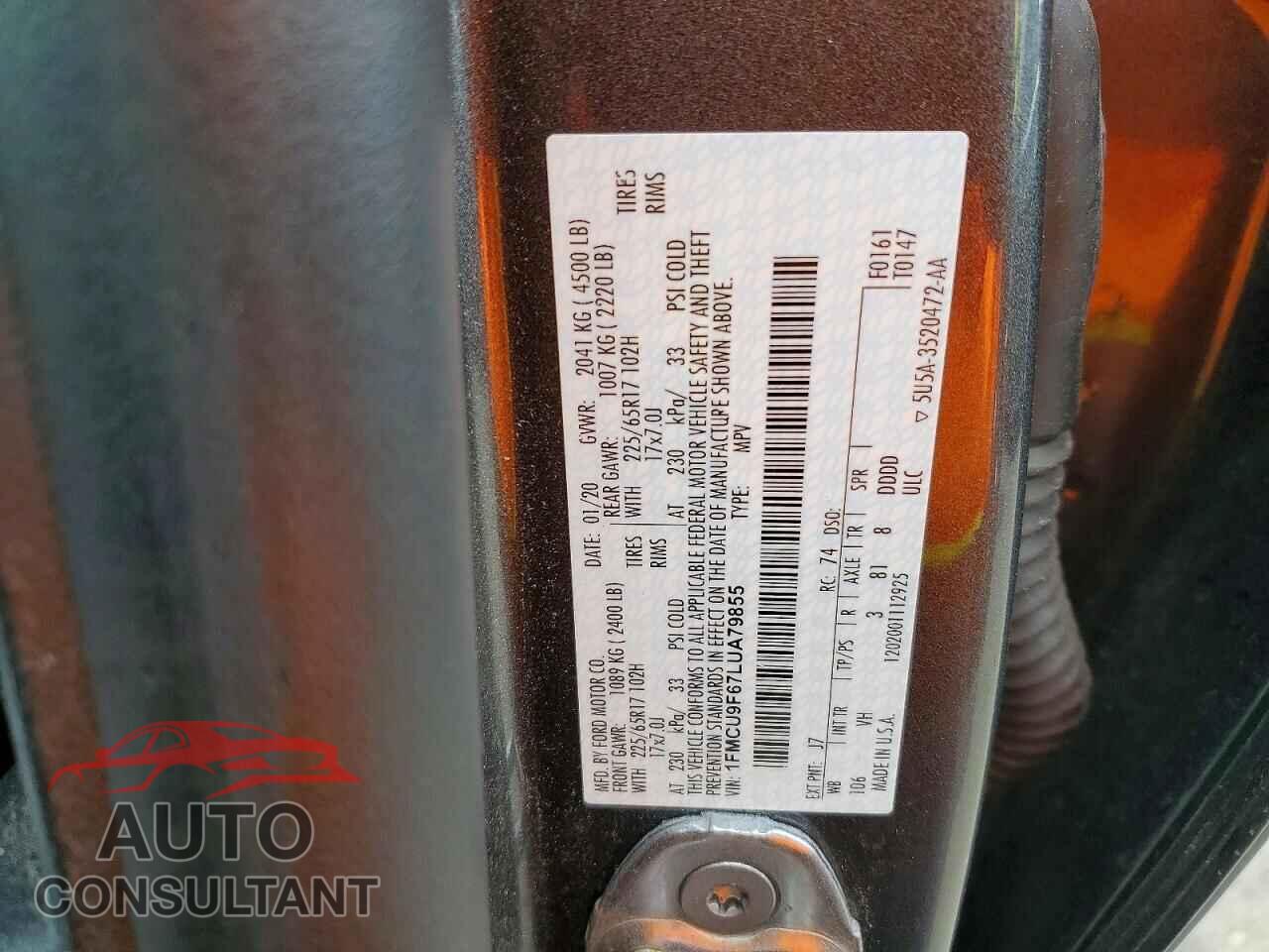 FORD ESCAPE 2020 - 1FMCU9F67LUA79855