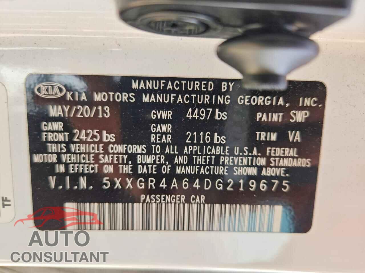 KIA OPTIMA 2013 - 5XXGR4A64DG219675