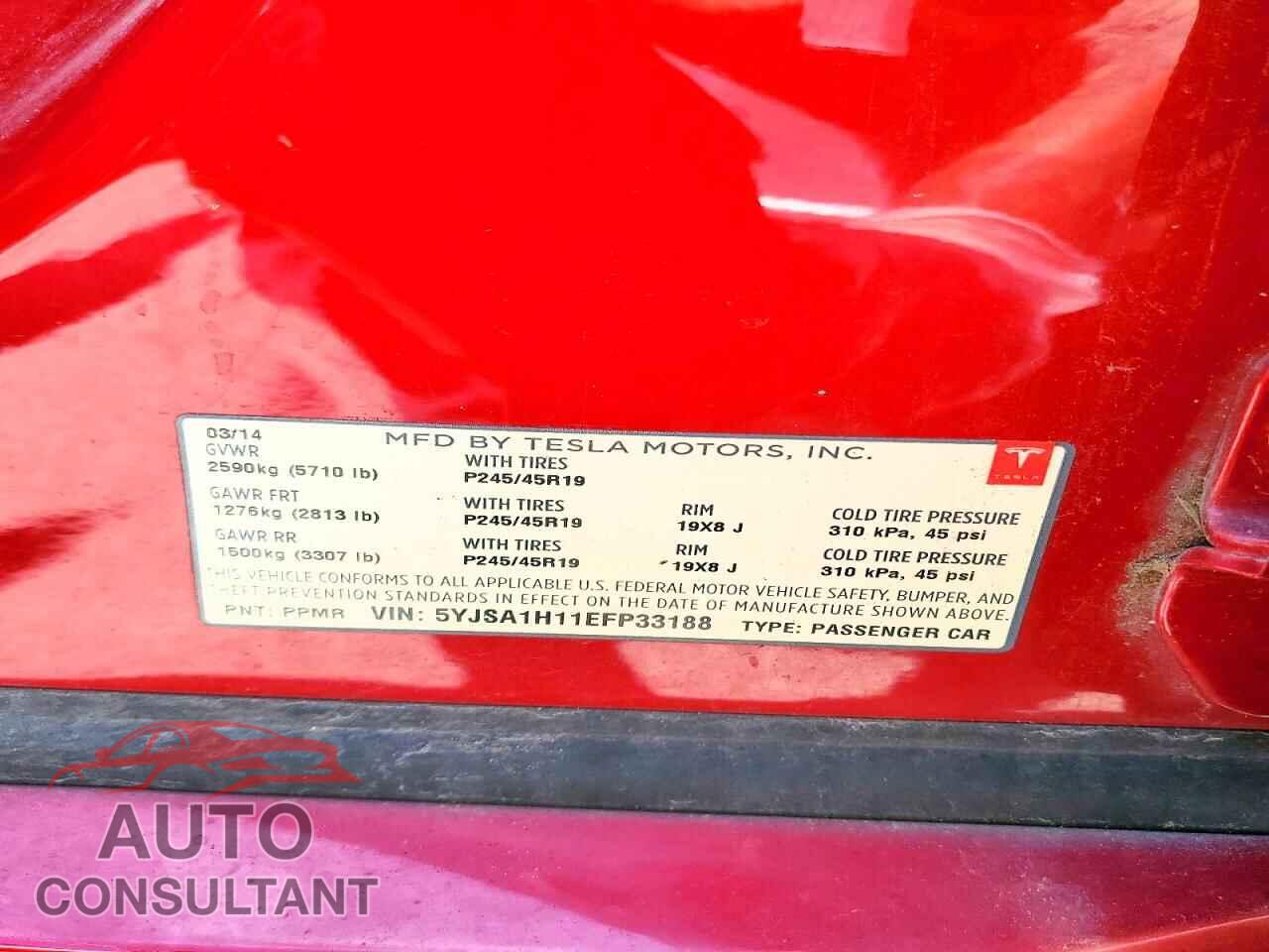 TESLA MODEL S 2014 - 5YJSA1H11EFP33188