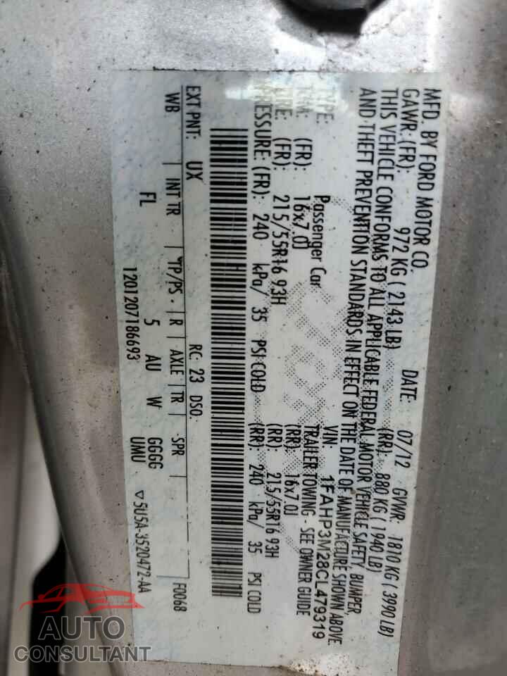 FORD FOCUS 2012 - 1FAHP3M28CL479319
