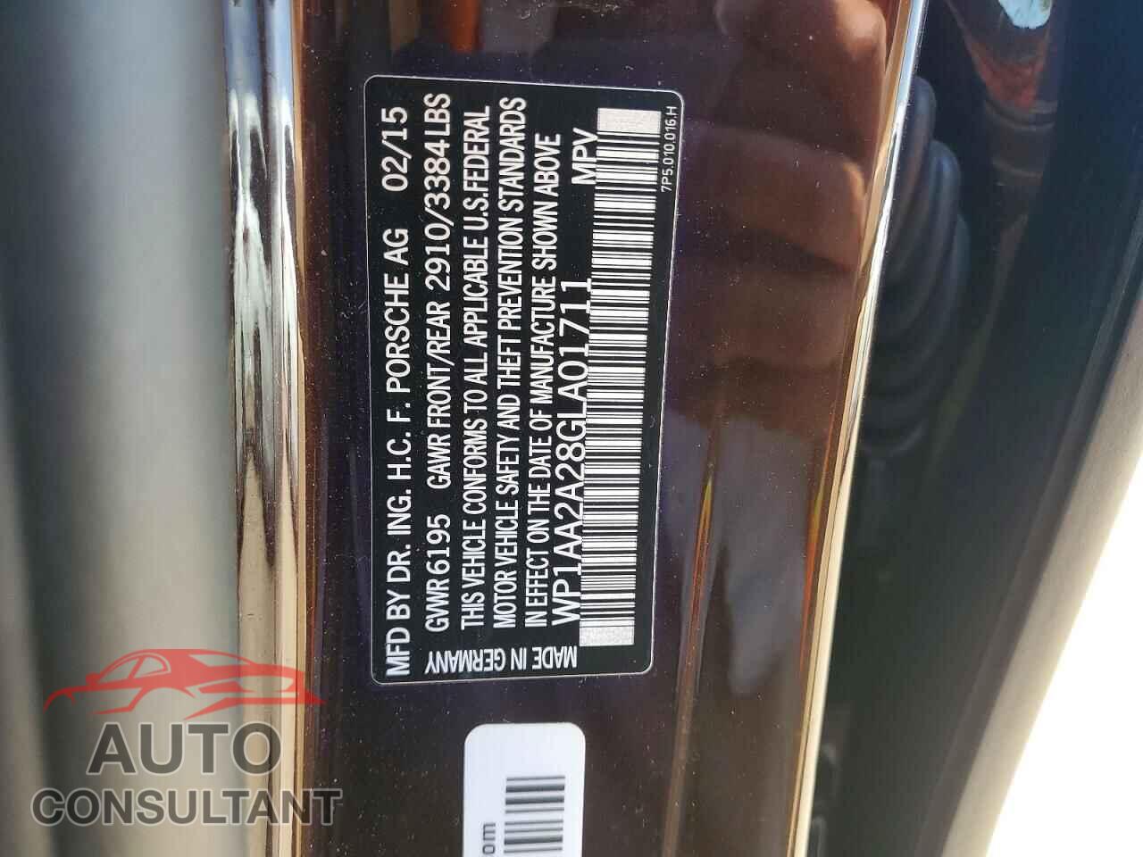PORSCHE CAYENNE 2016 - WP1AA2A28GLA01711