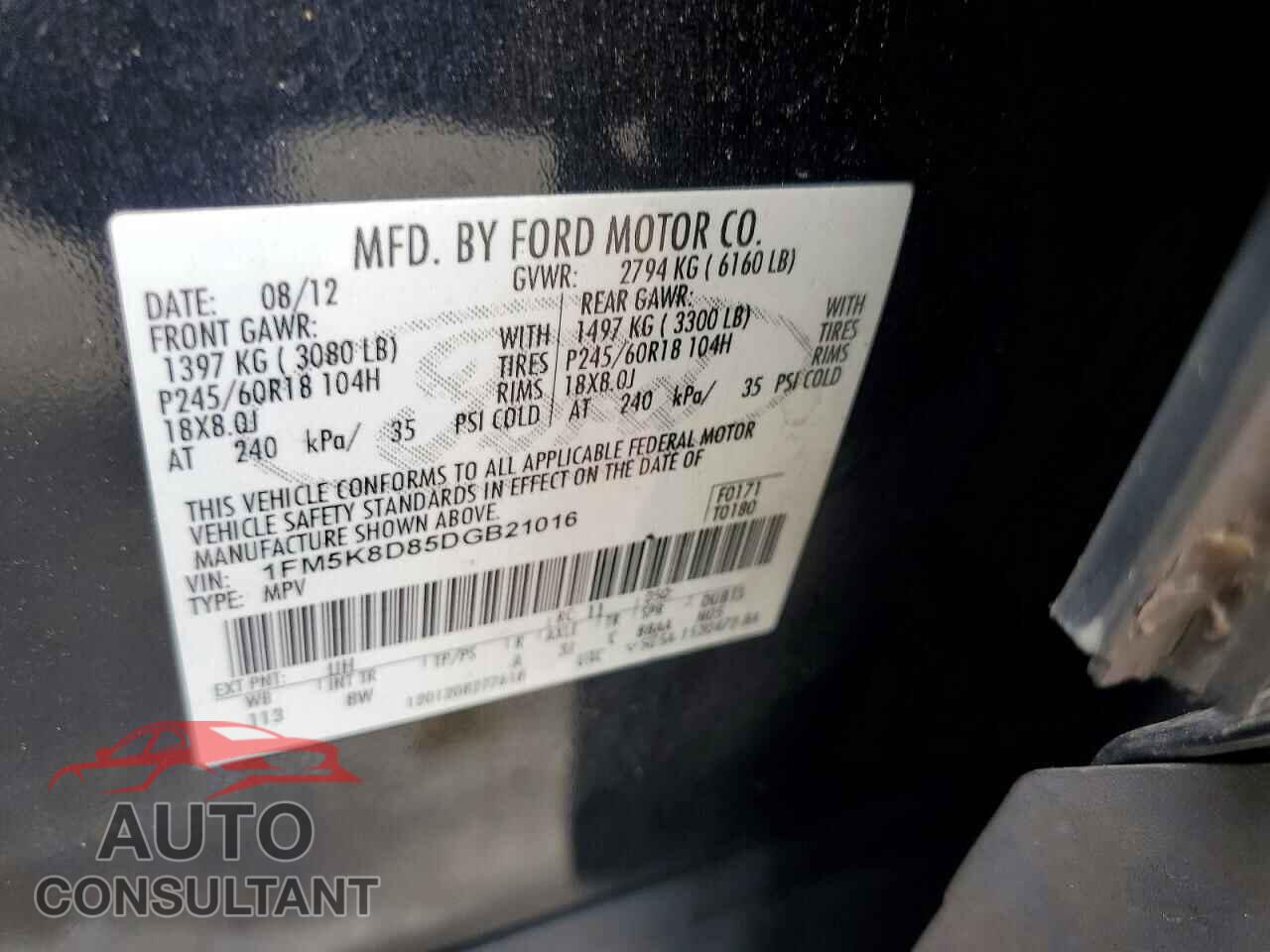 FORD EXPLORER 2013 - 1FM5K8D85DGB21016