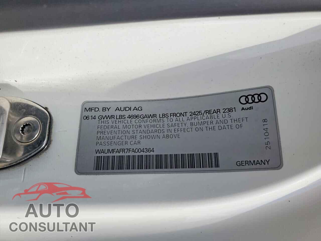 AUDI A5 2015 - WAUMFAFR7FA004364