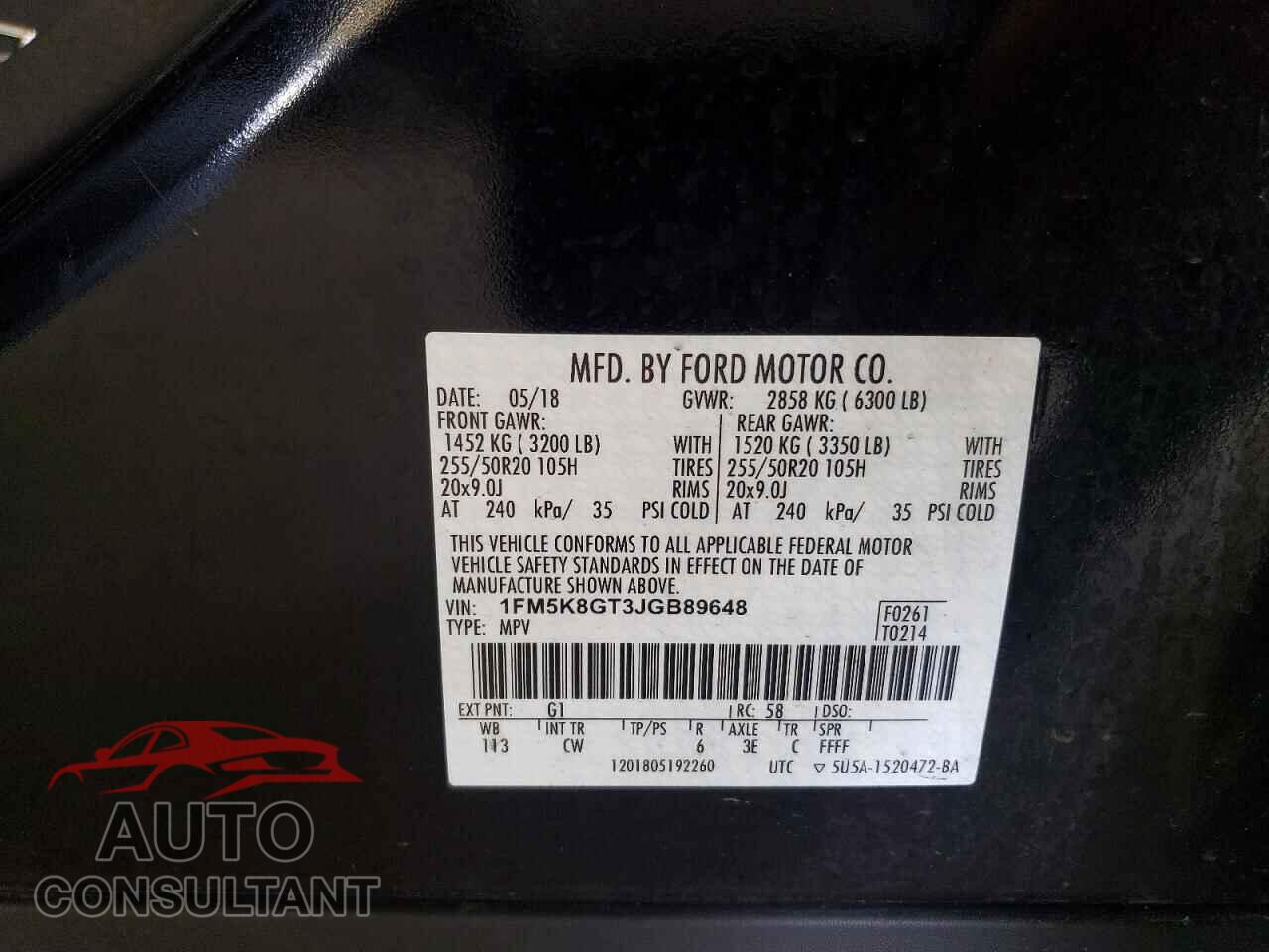 FORD EXPLORER 2018 - 1FM5K8GT3JGB89648