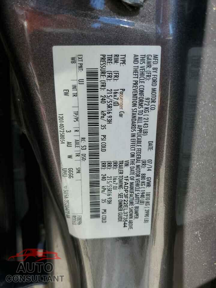 FORD FOCUS 2014 - 1FADP3F22EL373544