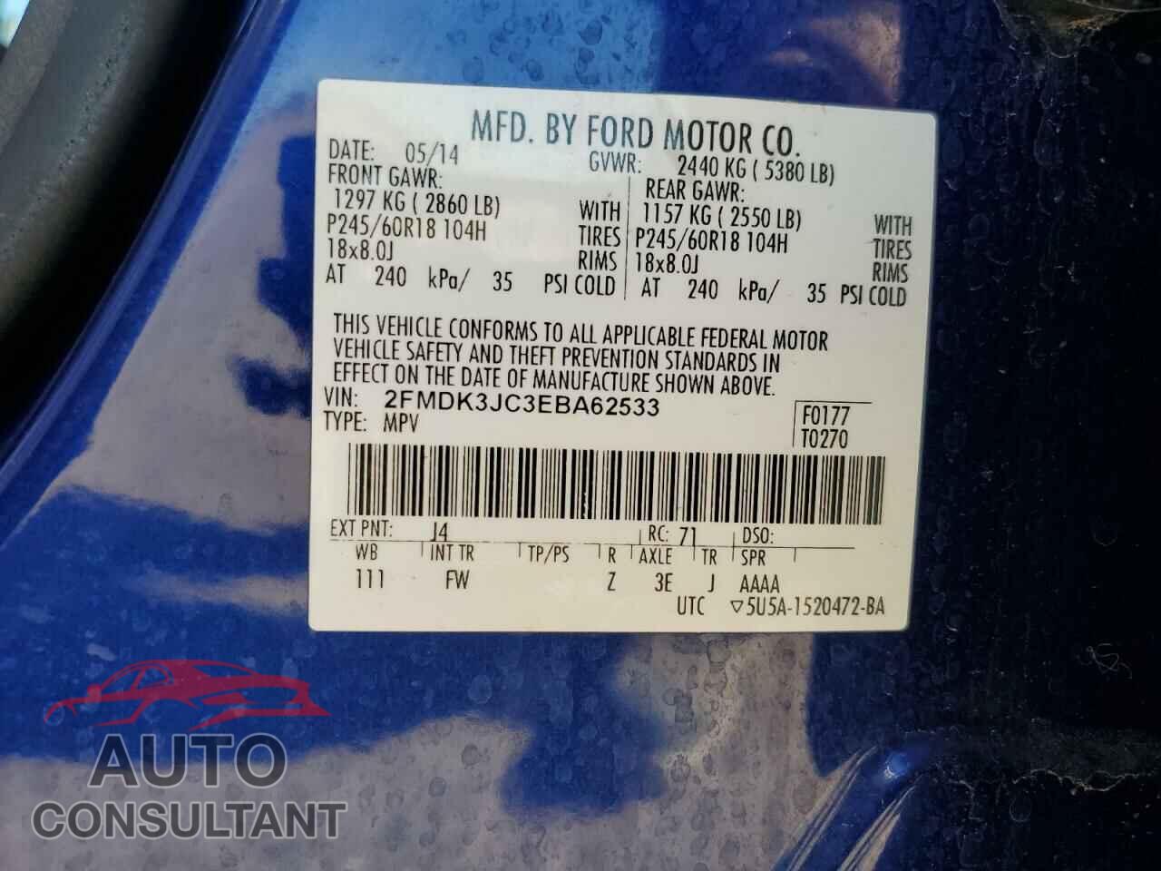 FORD EDGE 2014 - 2FMDK3JC3EBA62533