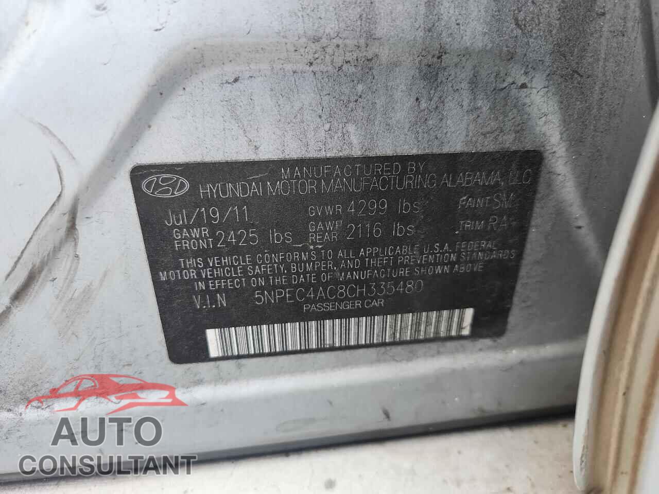 HYUNDAI SONATA 2012 - 5NPEC4AC8CH335480