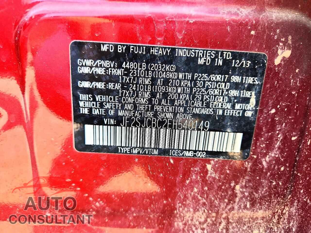 SUBARU FORESTER 2014 - JF2SJCBC2EH540149