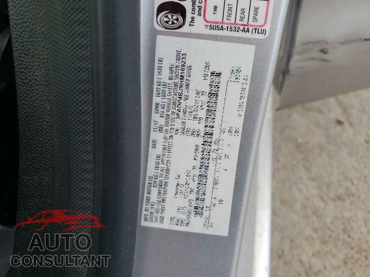 FORD FIESTA 2017 - 3FADP4BJ9HM169233