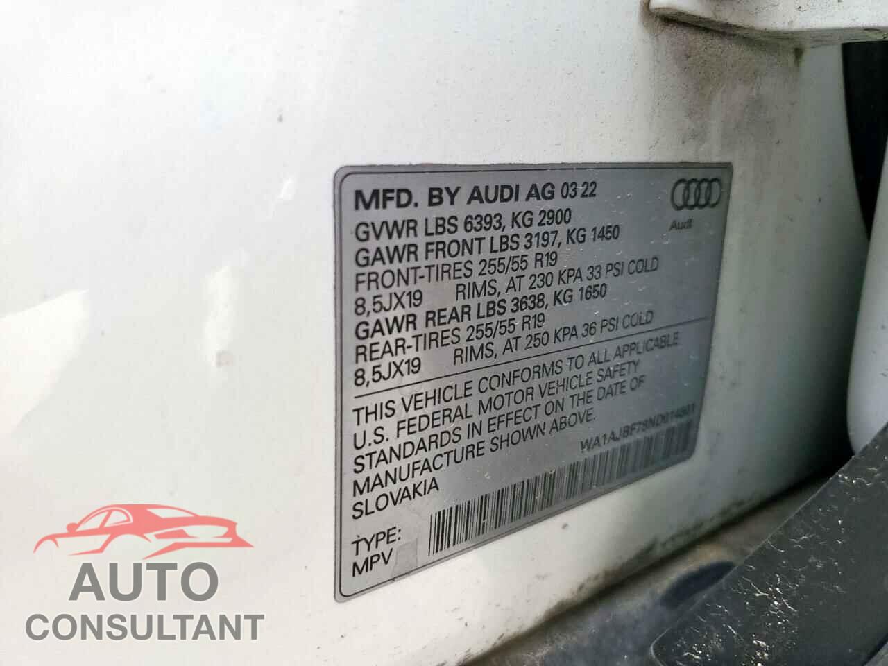 AUDI Q7 2022 - WA1AJBF78ND014501