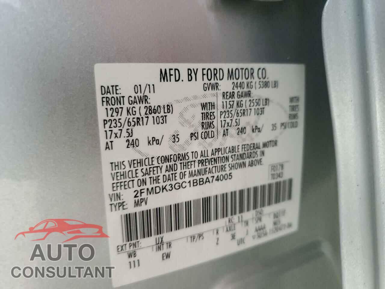 FORD EDGE 2011 - 2FMDK3GC1BBA74005