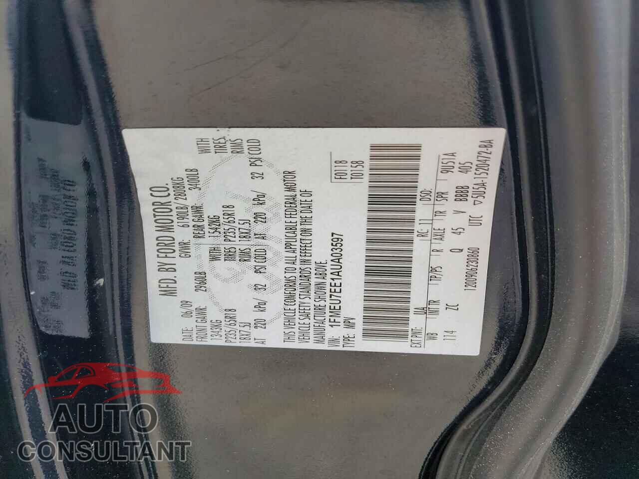 FORD EXPLORER 2010 - 1FMEU7EE1AUA03597