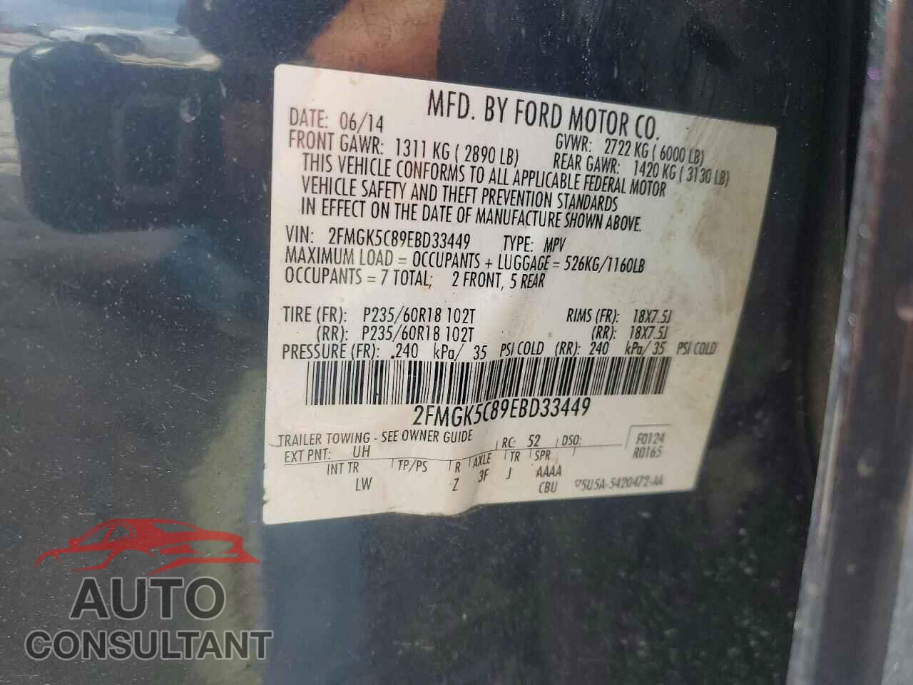 FORD FLEX SEL 2014 - 2FMGK5C89EBD33449