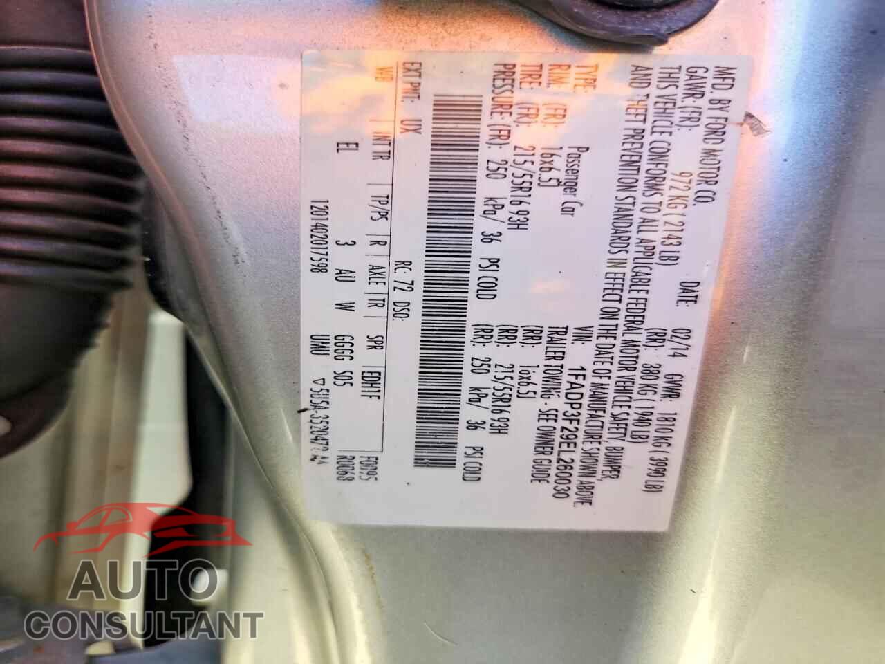 FORD FOCUS 2014 - 1FADP3F29EL260030