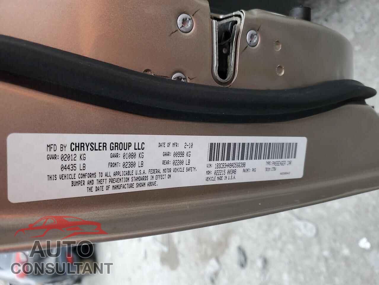 DODGE CALIBER 2010 - 1B3CB3HA9AD566398
