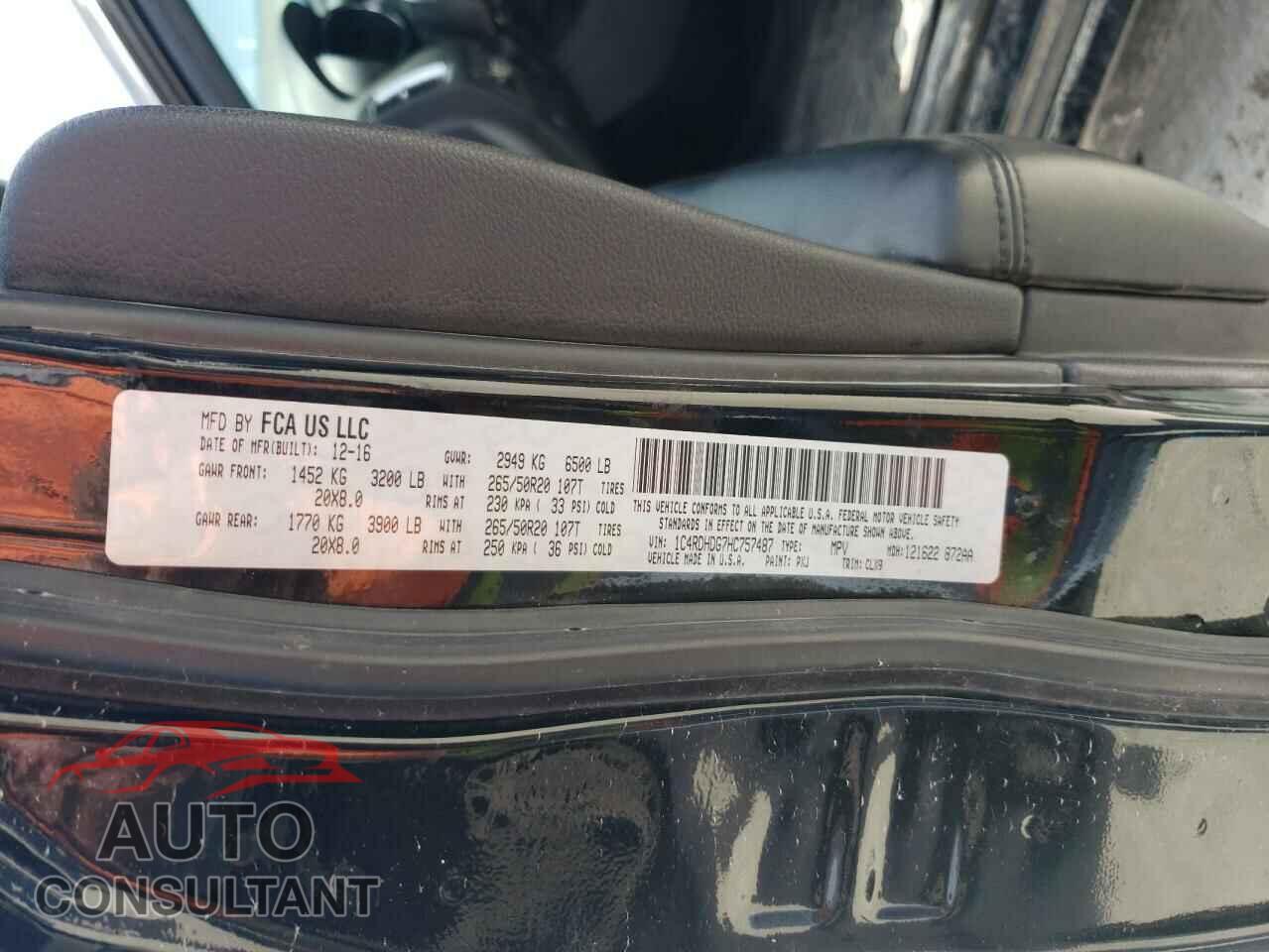 DODGE DURANGO 2017 - 1C4RDHDG7HC757487