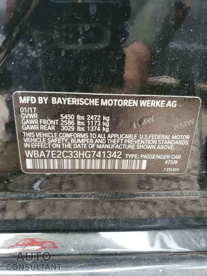 BMW 7 SERIES 2017 - WBA7E2C33HG741342