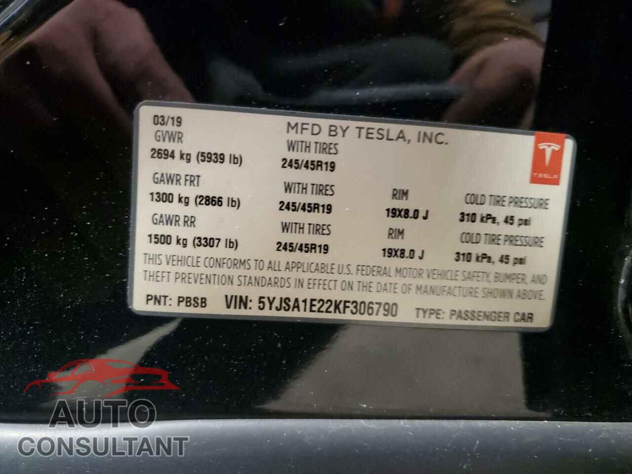 TESLA MODEL S 2019 - 5YJSA1E22KF306790