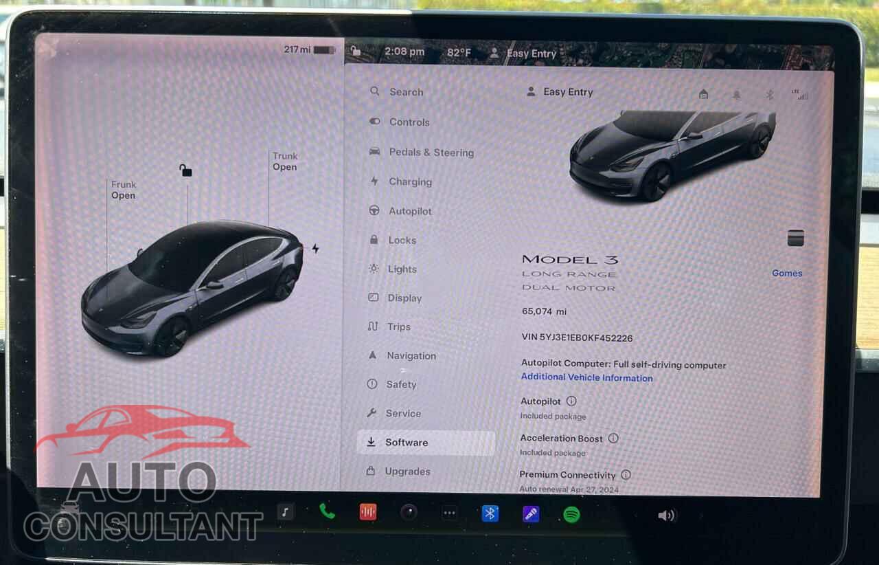 TESLA MODEL 3 2019 - 5YJ3E1EB0KF452226