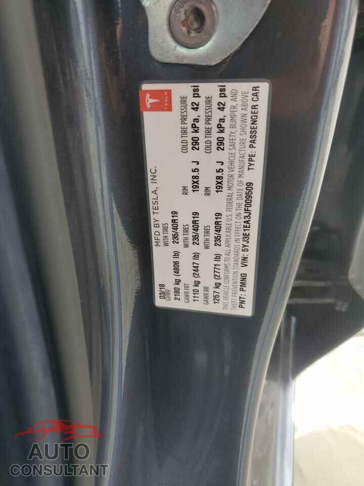 TESLA MODEL 3 2018 - 5YJ3E1EA3JF009509