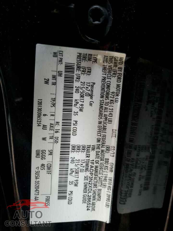 FORD FOCUS 2013 - 1FADP3N2XDL286524