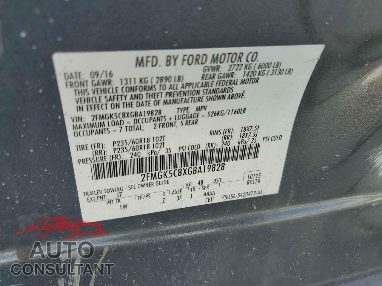 FORD FLEX 2016 - 2FMGK5C8XGBA19828