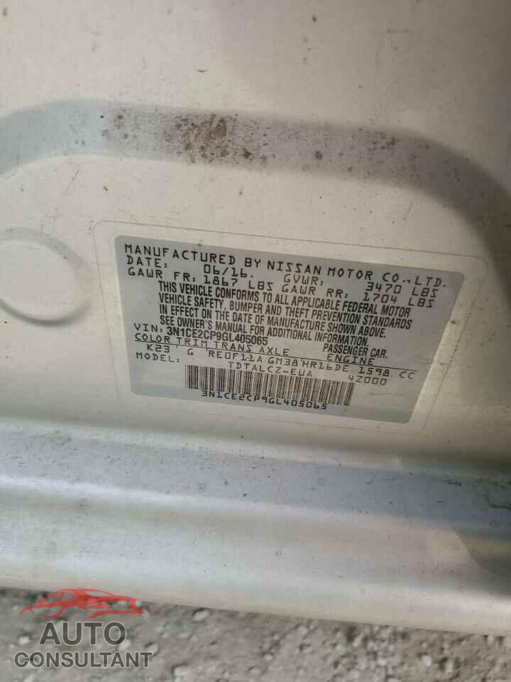 NISSAN VERSA 2016 - 3N1CE2CP9GL405065