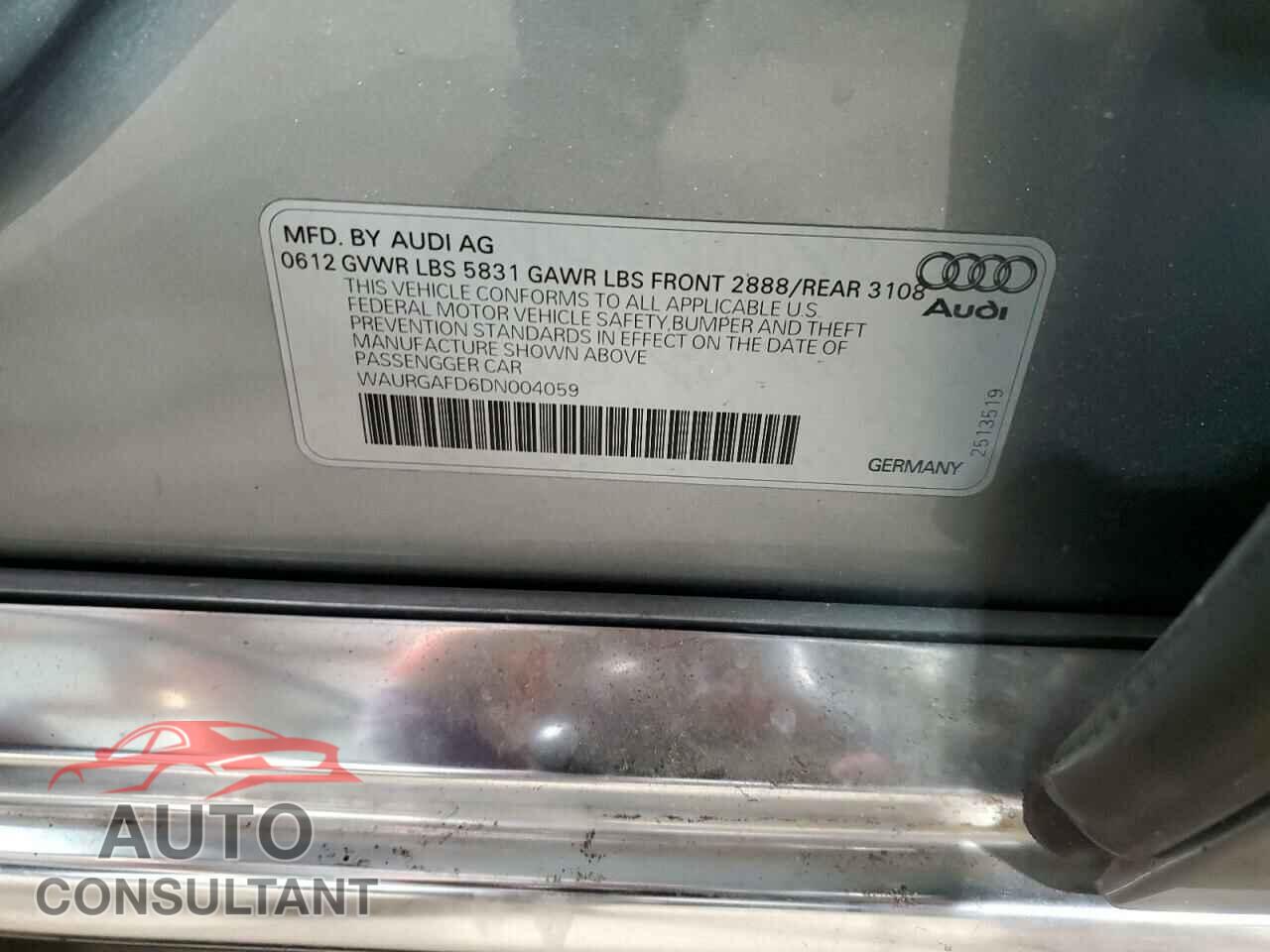 AUDI A8 2013 - WAURGAFD6DN004059