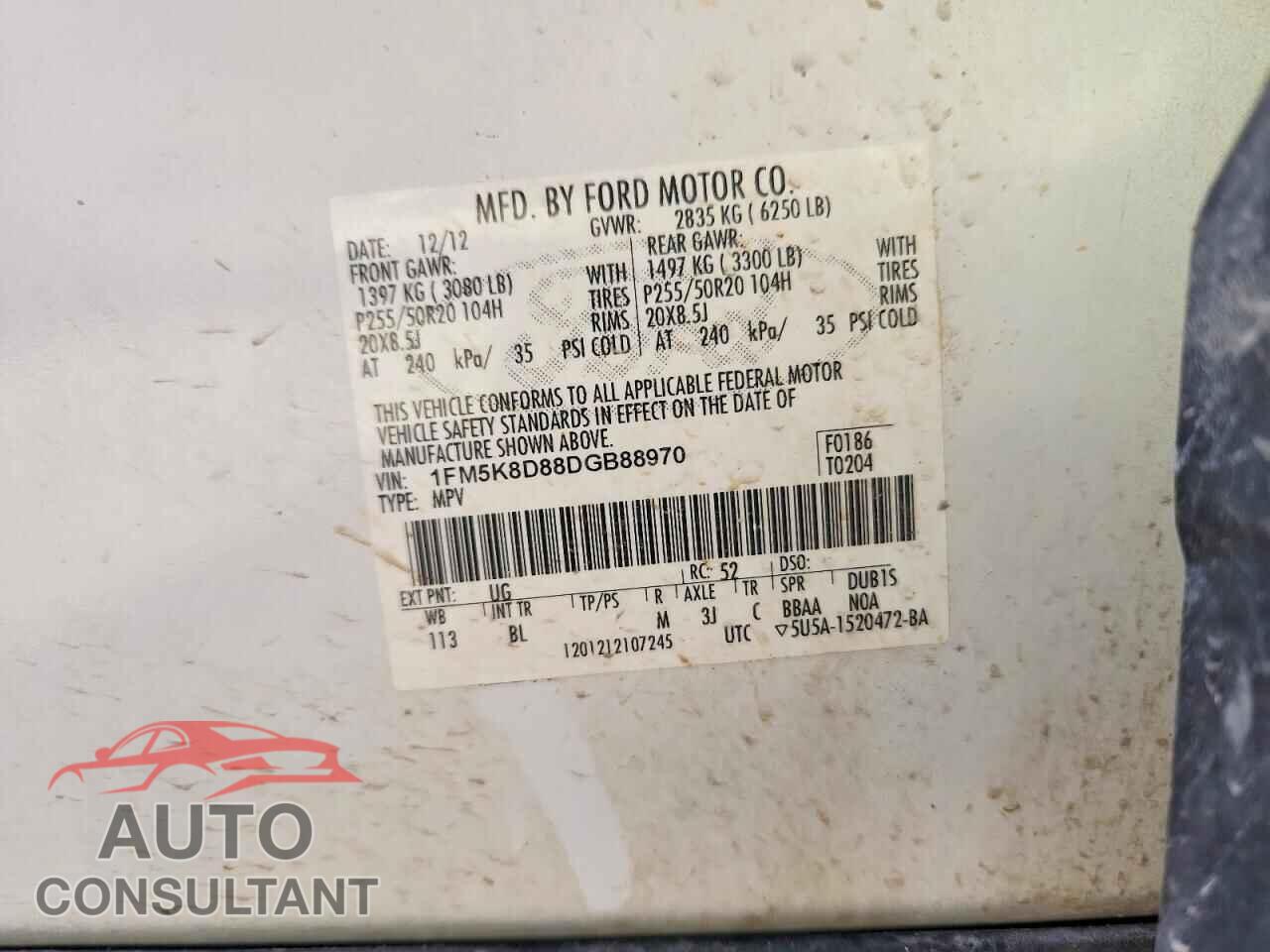 FORD EXPLORER 2013 - 1FM5K8D88DGB88970