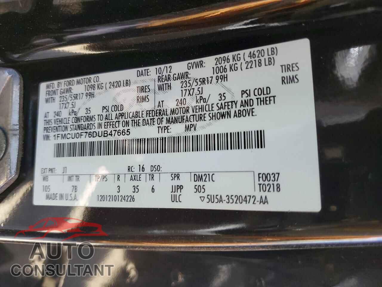 FORD ESCAPE 2013 - 1FMCU0F76DUB47665