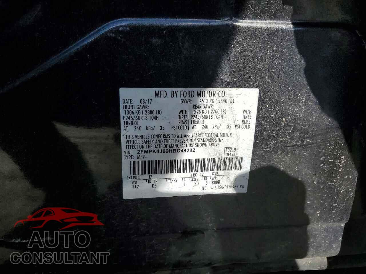 FORD EDGE 2017 - 2FMPK4J99HBC48282