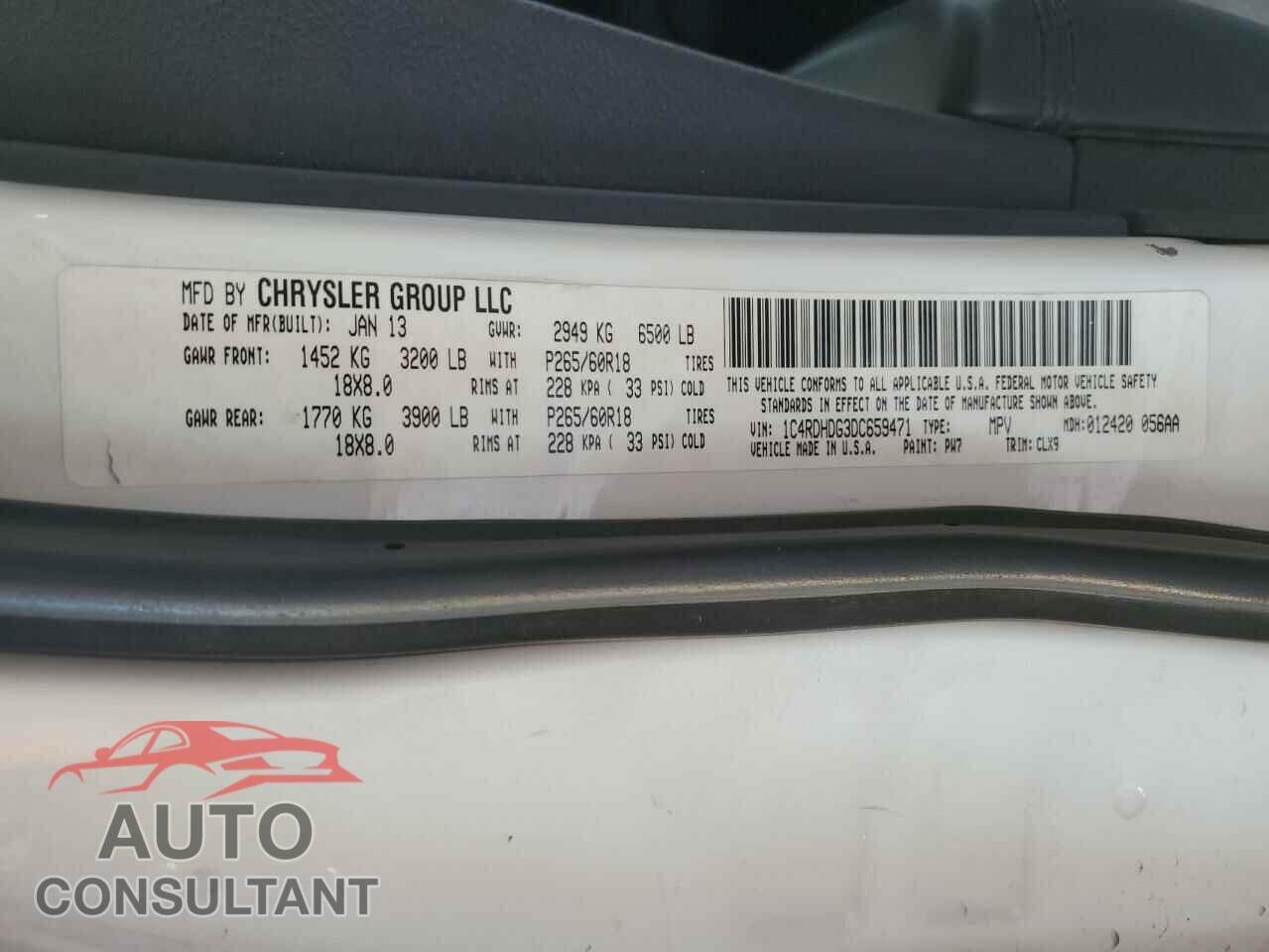 DODGE DURANGO 2013 - 1C4RDHDG3DC659471